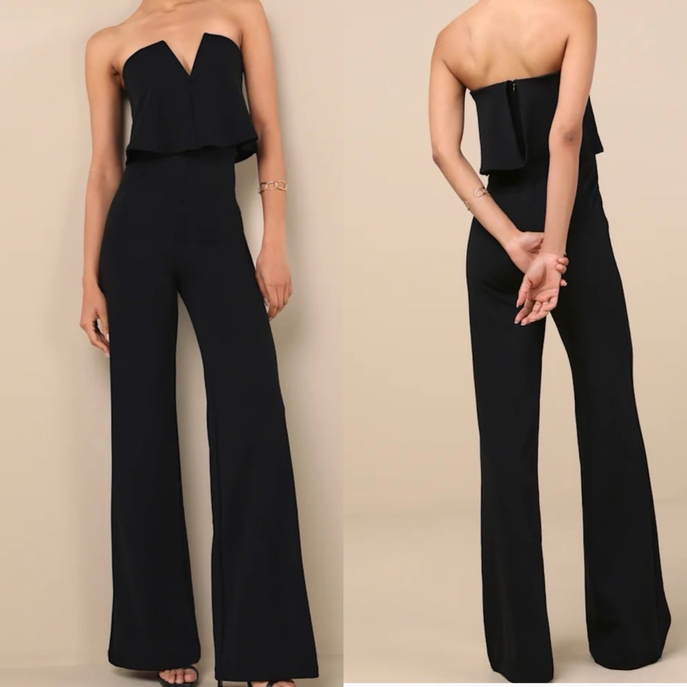 Lulus Power of Love Black Strapless Jumpsuit